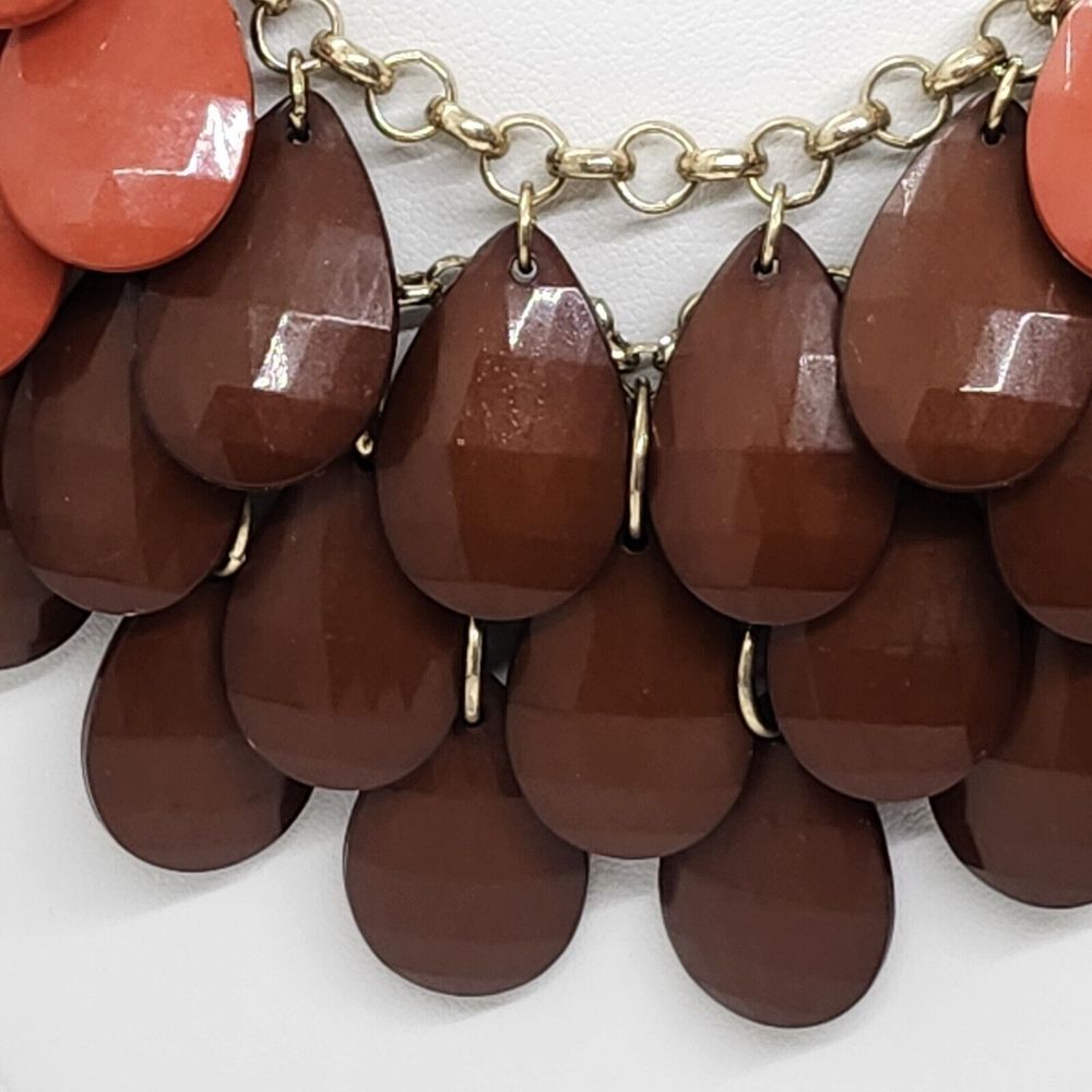 Tear Drop Bead‎ Statement Bib Necklace Gold Tone - Picture 2 of 8